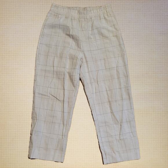 Zara Beige Black Square Patterned Womans Medium Business Casual Pants - Picture 1 of 6